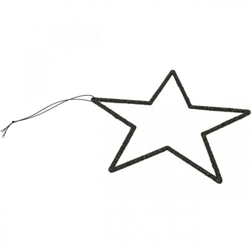 Artikel Kerstversiering sterhanger zwart glitter 17,5cm 9 stuks