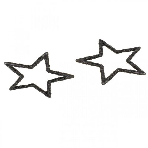 Artikel Strooidecoratie kerststerren zwart glitter Ø4cm 120 st