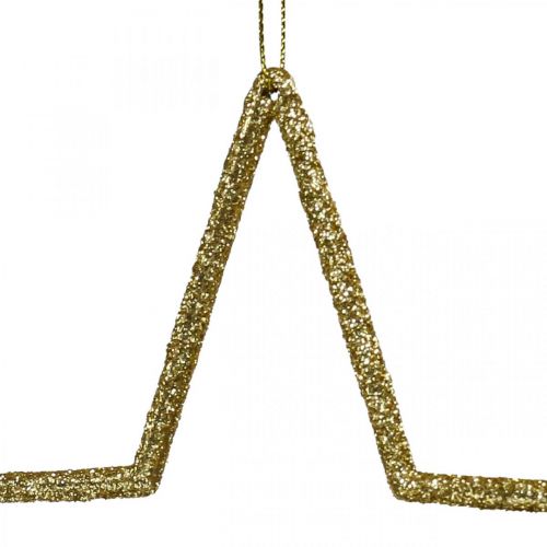 Artikel Kerstdecoratie ster hanger gouden glitter 17,5cm 9st