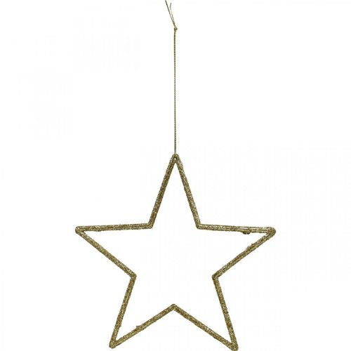 Artikel Kerstdecoratie ster hanger gouden glitter 17,5cm 9st