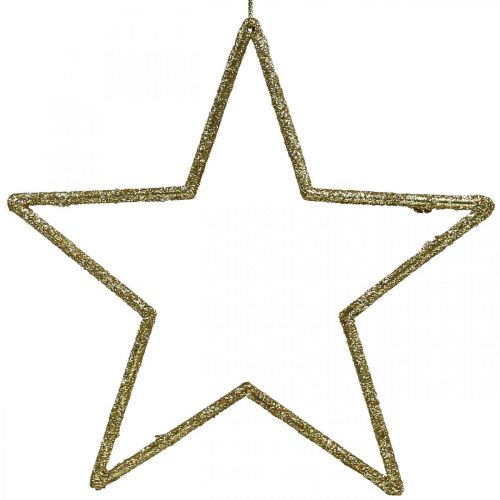 Artikel Kerstdecoratie ster hanger gouden glitter 17,5cm 9st