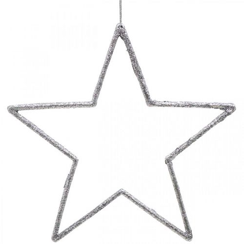 Floristik24 Kerstdecoratie ster hanger zilver glitter 17,5cm 9st