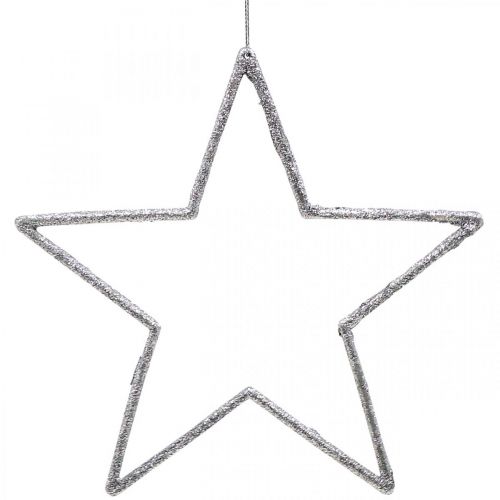 Artikel Kerstdecoratie sterhanger zilver glitter 17,5cm 9 st