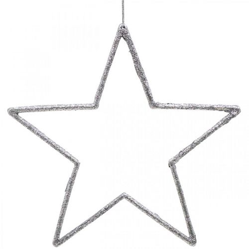 Artikel Kerstdecoratie ster hanger zilver glitter 17,5cm 9st