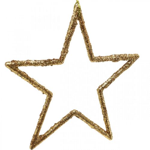 Floristik24 Glittersterren, adventsversieringen, sterdecoraties om op te hangen, kerstversieringen gouden 11,5 × 12cm 12st