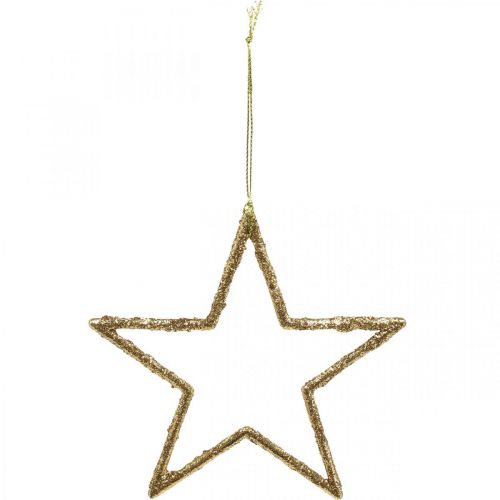 Floristik24 Glittersterren, adventsversieringen, sterdecoraties om op te hangen, kerstversieringen gouden 11,5 × 12cm 12st