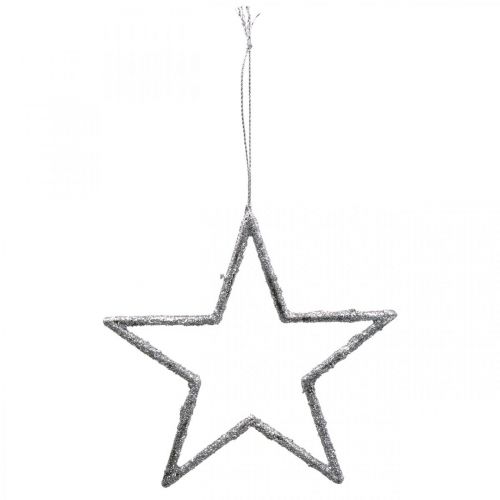 Floristik24 Ster om op te hangen, kerstboomversiering, decoratie ster zilver 11,5 × 12cm 12st