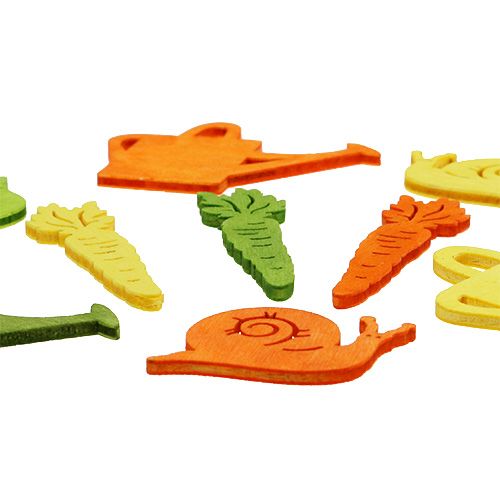 Artikel Strooidecoratie van hout met kleurrijke motieven 4-6cm 72 st