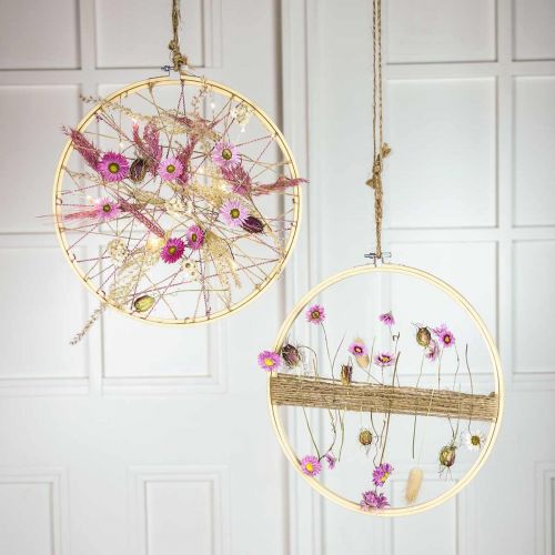 Floristik24 Rond borduurraam, handgemaakt, houten ring om te decoreren, DIY, boho decoratie Ø30cm
