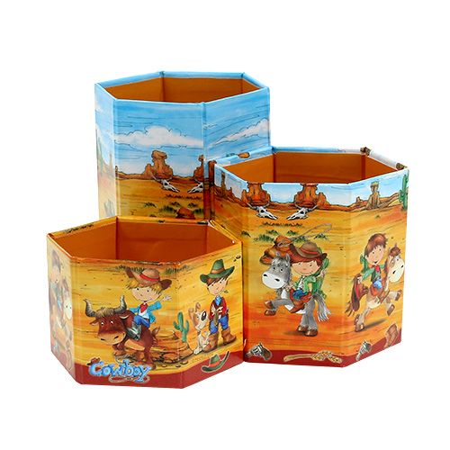 Pennenhouderset met cowboy motief H 6-12cm
