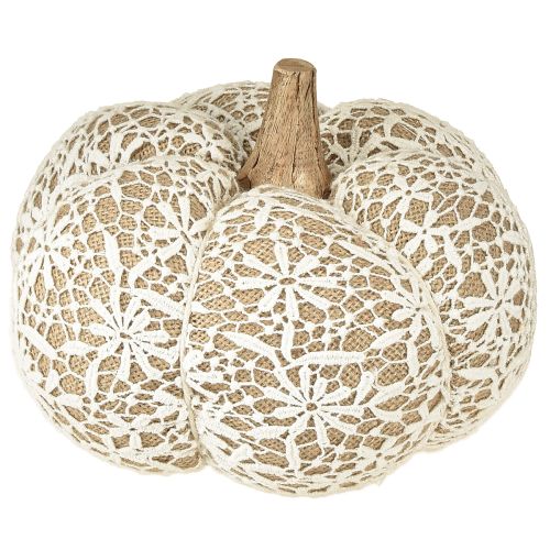 Floristik24 Stoffen pompoendecoratie jute kant wit/beige vintage decoratie Ø18cm