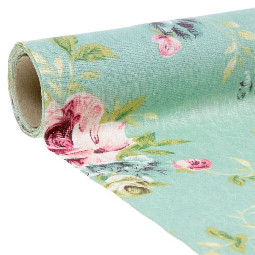 Floristik24 Decoratieve stof bloemen groen 30cm x 3m