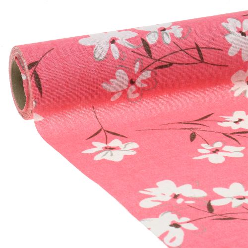 Floristik24 Decoratiestof bloemen roze 30 cm x 3 m