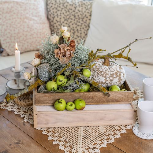 Stof pompoen decoratie jute kant wit/beige vintage decoratie Ø15cm