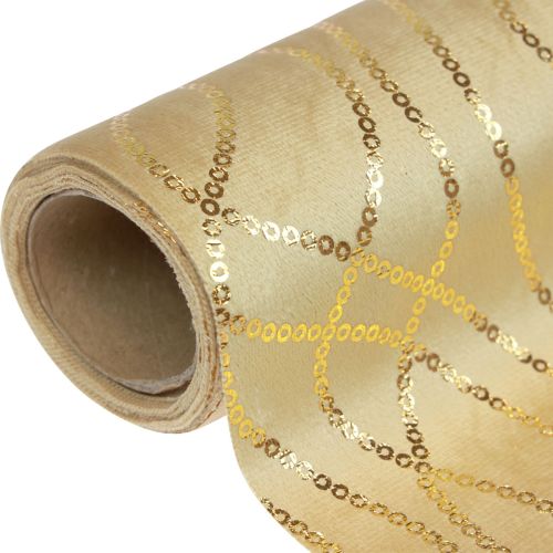 Artikel Tafelloper beige gouden kettingen tafelloper fluweel 28×270cm