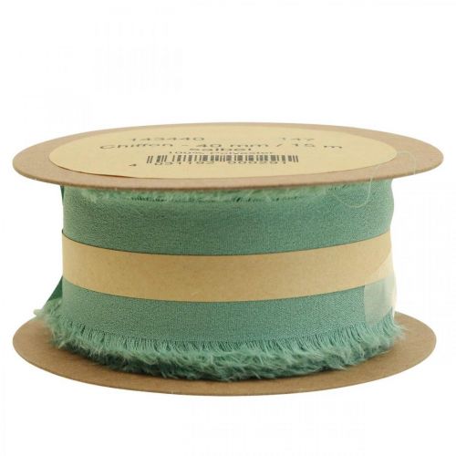 Artikel Stoffen lint sierlint met franjes saliegroen 40mm 15m