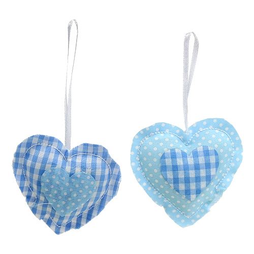 Floristik24 Stofhangers hartvorm 7cm 12st blauw, wit