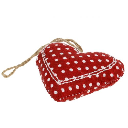 Floristik24 Stoffen hartmix voor het ophangen van rood, wit, natuurlijk 6cm 6st