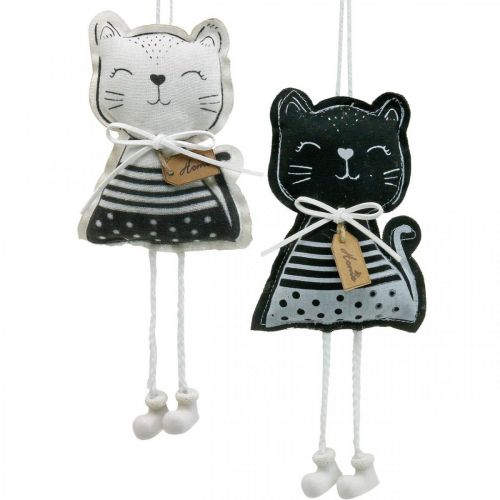 Floristik24 Stoffen katten om op te hangen, lentedecoratie, decoratiehanger kat, cadeau-decoratie 4st