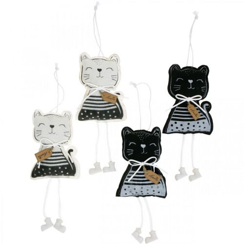 Floristik24 Stoffen katten om op te hangen, lentedecoratie, decoratiehanger kat, cadeau-decoratie 4st