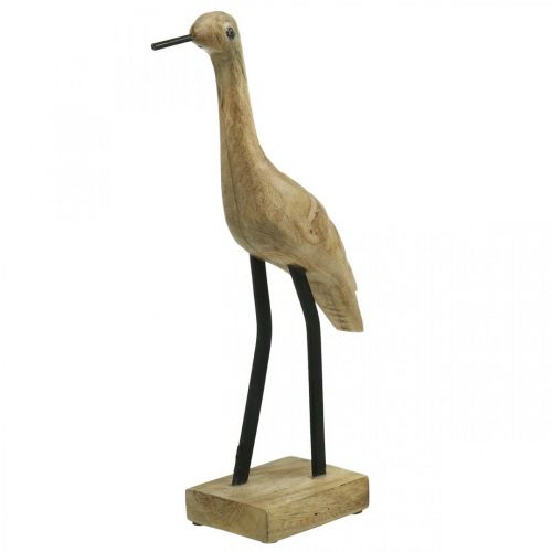 Houten waadvogel, staande kraan, decoratieve vogel natuurlijke kleur, zwart H40cm