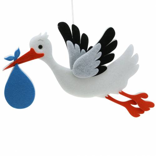 Floristik24 Decoratieve ooievaar om op te hangen blauw 45,5 cm x 39 cm x 2 cm