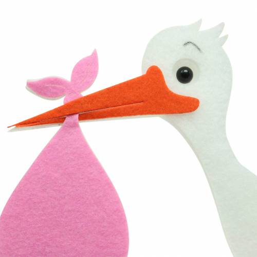 Floristik24 Decoratieve ooievaar om op te hangen roze 45,5 cm x 39 cm x 2 cm