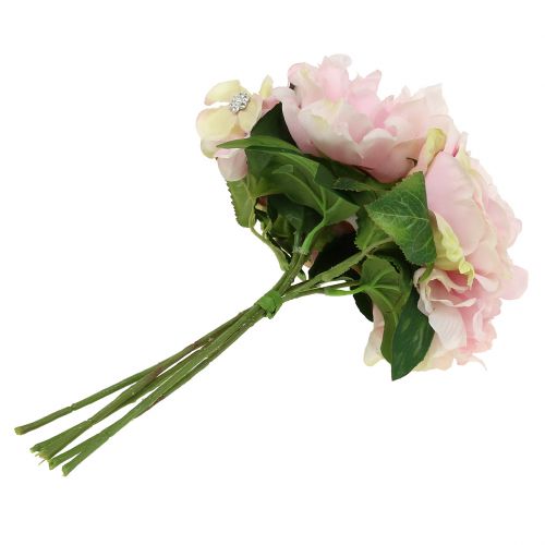 Artikel Boeket van roze met parels 29cm