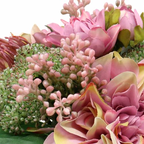 Floristik24 Boeket dahlia en protea, zijden bloemen, zomerdecoratie L25cm