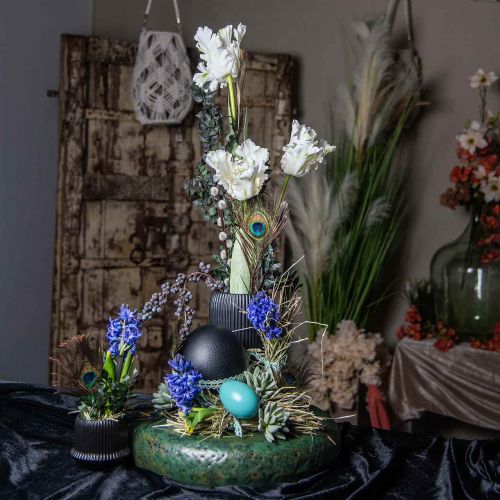 Artikel Struisvogelei decoratie uitgeblazen Paasdecoratie zwart Ø12cm H14cm