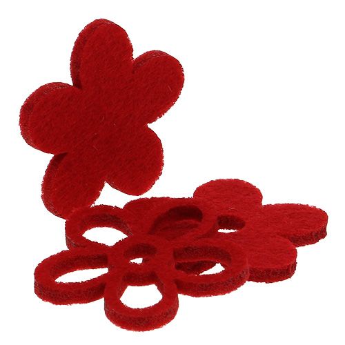 Artikel Verspreide decoratie vilt bloem rood geassorteerd in een mix Ø4cm 72st