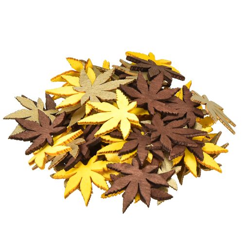 Artikel Strooidecoratie bladeren geel, bruin, platina assorti 4cm 72 st