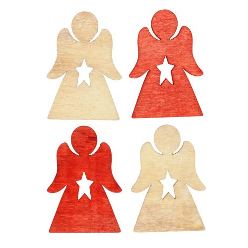 Floristik24 Houten kerstkindjes om te strooien rood, naturel 4cm 72 st