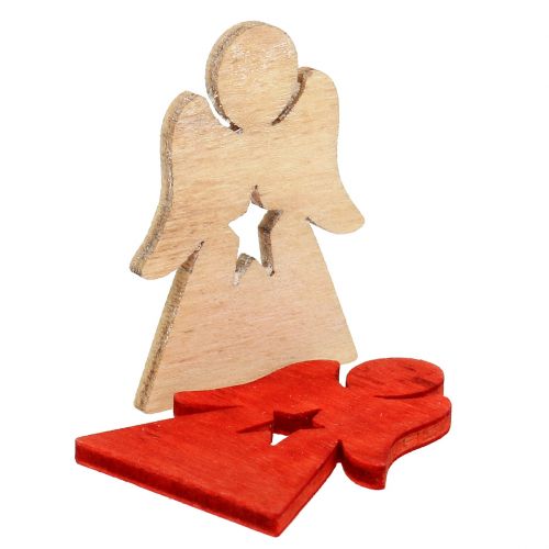 Floristik24 Houten kerstkindjes om te strooien rood, naturel 4cm 72 st