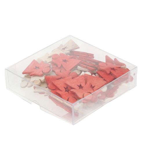 Floristik24 Houten kerstkindjes om te strooien rood, naturel 4cm 72 st