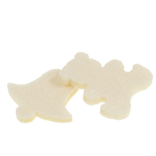Floristik24 Strooidecoratie vilten figuren crème 3cm 72 st