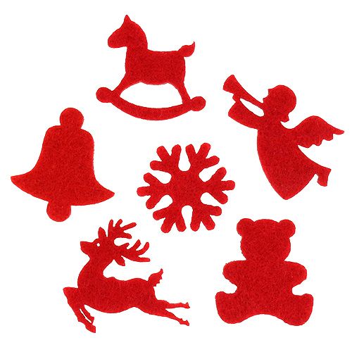 Floristik24 Strooidecoratie vilten figuren rood 3cm 72 st