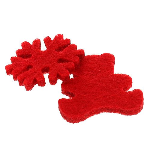 Floristik24 Strooidecoratie vilten figuren rood 3cm 72 st