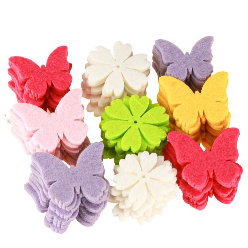 Artikel Strooidecoratie Lentevlinderbloemen 6 kleuren 4cm 72 stuks