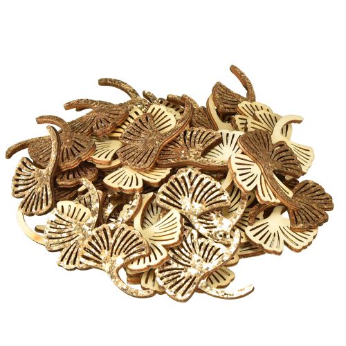 Artikel Strooidecoratie goud gingko decoratie gingko blad glitter 3×4cm 72 st