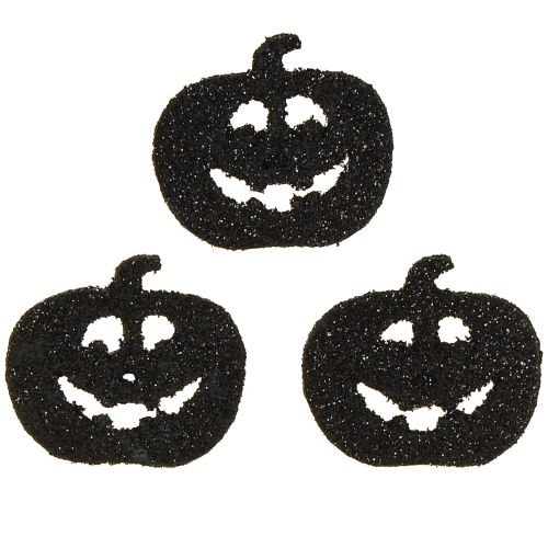 Floristik24 Strooidecoratie Halloween-pompoendecoratie 4cm zwart, glitter 72 st