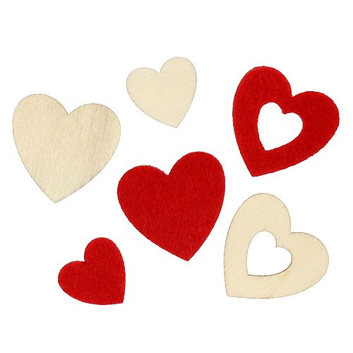 Floristik24 Verspreide harten mix 2-3.5cm rood, naturel 110p