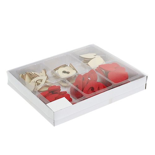 Floristik24 Verspreide harten mix 2-3.5cm rood, naturel 110p