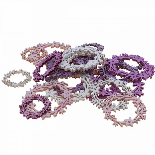 Floristik24 Strooidecoratie houten bloemenkrans strooidelen lente kleurrijk Ø3-5cm 24 st