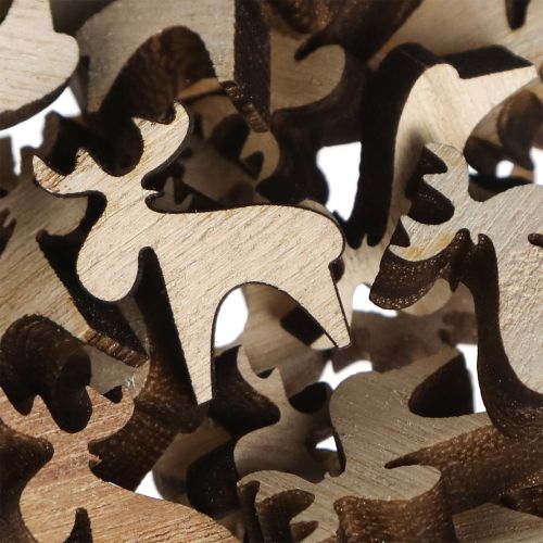 Artikel Strooidecoratie hout elanddecoratie naturel bruin 2x2,5cm 108 st