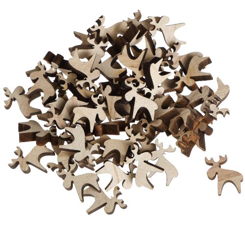 Artikel Strooidecoratie hout elanddecoratie naturel bruin 2x2,5cm 108 st