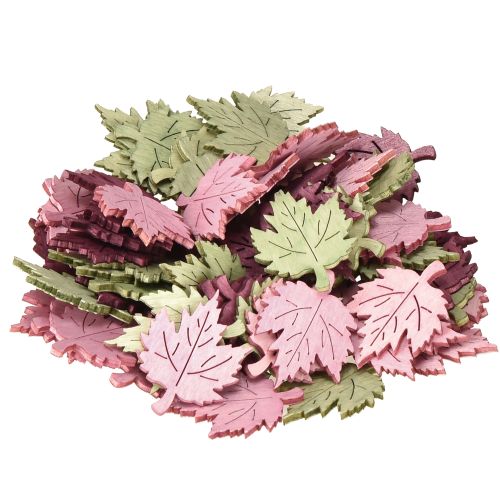 Artikel Strooidecoratie hout herfstbladeren tafeldecoratie gekleurd 3x4cm 72 st