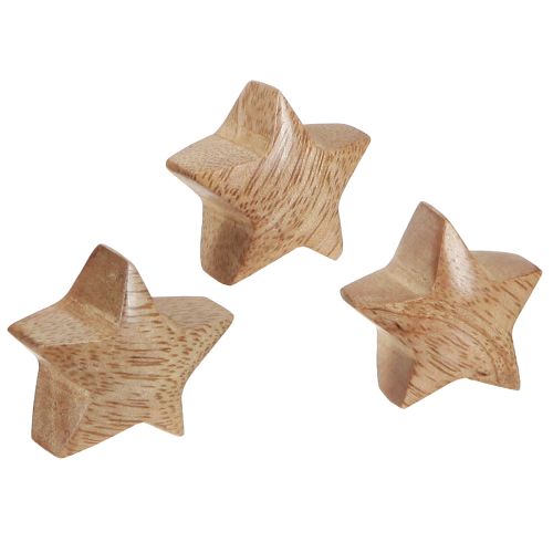 Strooidecoratie hout mini sterren Adventsdecoratie mangohout 3cm 9 stuks