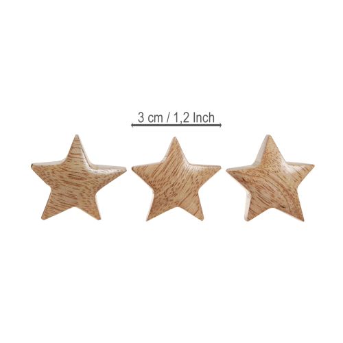 Artikel Strooidecoratie hout mini sterren Adventsdecoratie mangohout 3cm 9 stuks