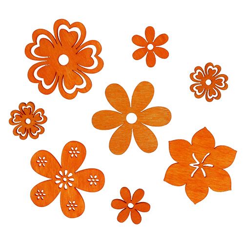 Floristik24 Scatter decoratie hout bloem oranje 2cm - 4cm 96p